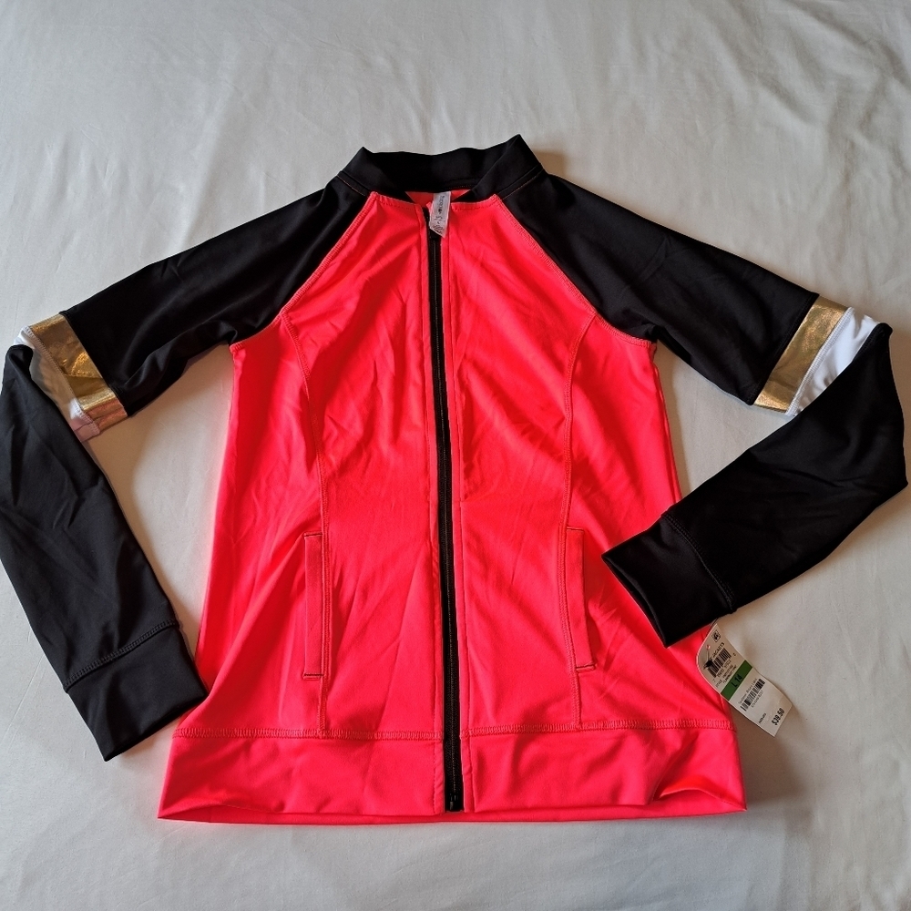 Ideology girls size large bright flamingo pink zip up NWT